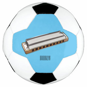 Harmonica cartoon illustration soccer ball