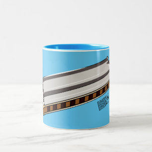 Harmonica cartoon illustration Two-Tone coffee mug