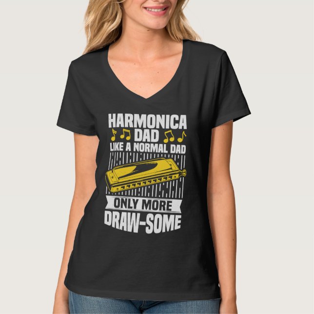 Harmonica Dad Mouth Organ French Harp & Harmonica  T-Shirt (Front)