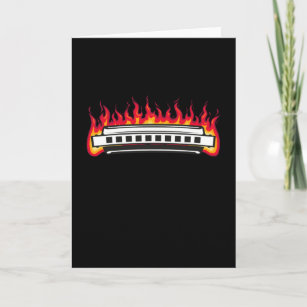 Harmonica Flame Instrument Blues Card