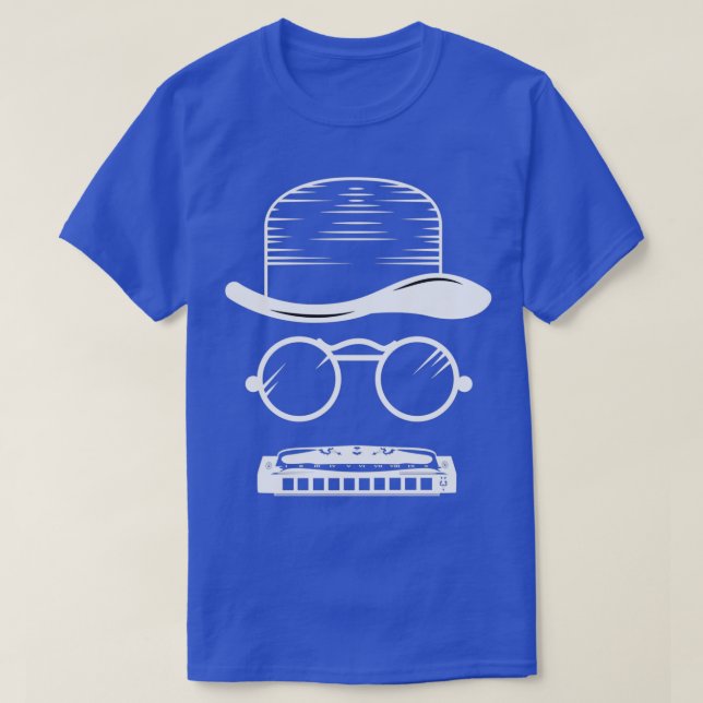 Harmonica Hat Music Instrument Blues  T-Shirt (Design Front)