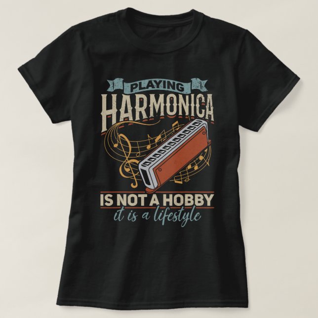 Harmonica Lover Playing Harmonica Player Harmonica T-Shirt (Design Front)