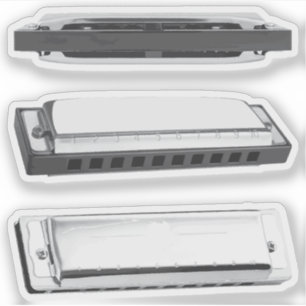 Harmonica Mouth Organ Blues Harp Sticker Set