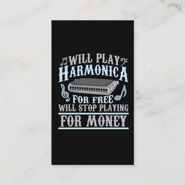 Harmonica Player Blues Music French Harp Lover Business Card (Front)
