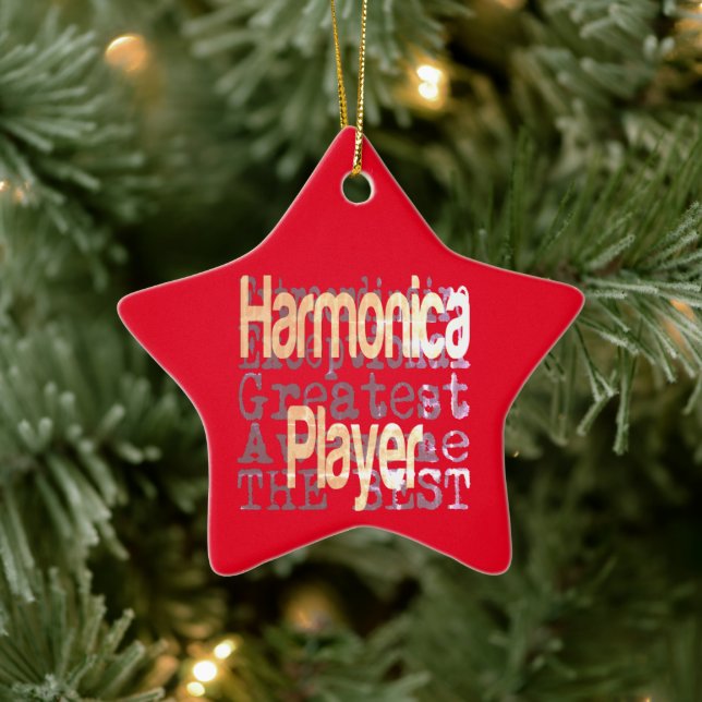 Harmonica Player Extraordinaire Ceramic Tree Decoration (Tree)