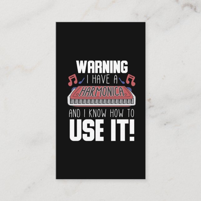Harmonica Player Warning Blues Music French Harp Business Card (Front)