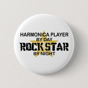 Harmonica Rock Star by Night 6 Cm Round Badge