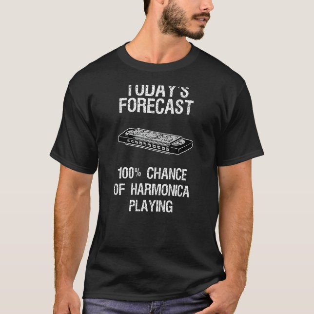 Harmonica T-Shirt - Funny Forecast Harmonica Playe (Front)