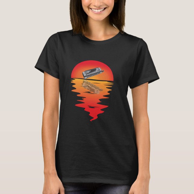 Harmonica Vintage Sunset Harmonica Player Harmonic T-Shirt (Front)
