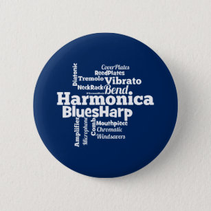 Harmonica Word Cloud 6 Cm Round Badge