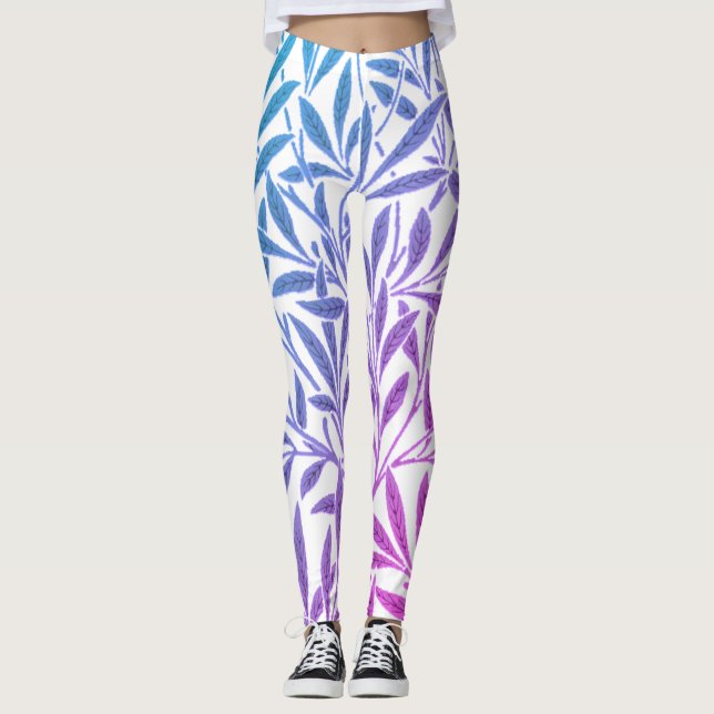 Harmonious Blue and Pink Colour Combination in Des Leggings (Front)