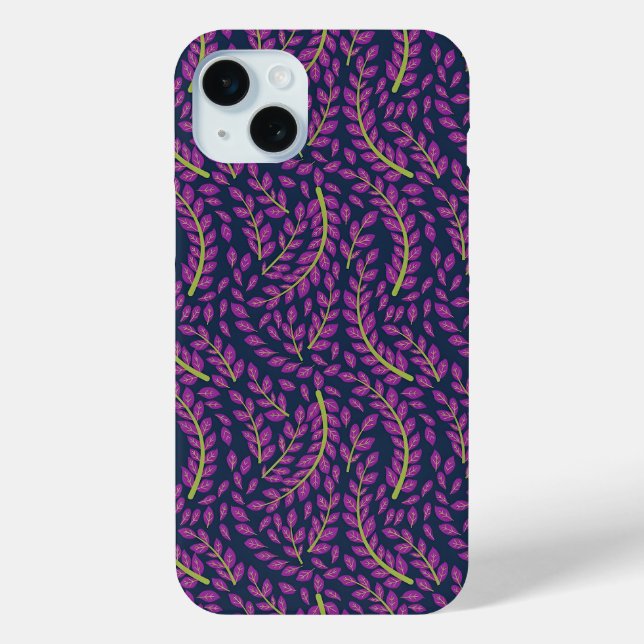 Harmonious Botanical Art on Dark Blue Background Case-Mate iPhone Case (Back)