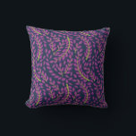 Harmonious Botanical Art on Dark Blue Background Cushion<br><div class="desc">Purple leafy branches with green stems form a seamless pattern on a dark blue background, creating a vibrant and harmonious botanical design.</div>
