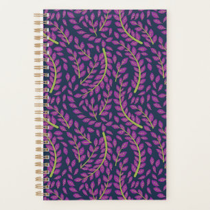 Harmonious Botanical Art on Dark Blue Background Planner