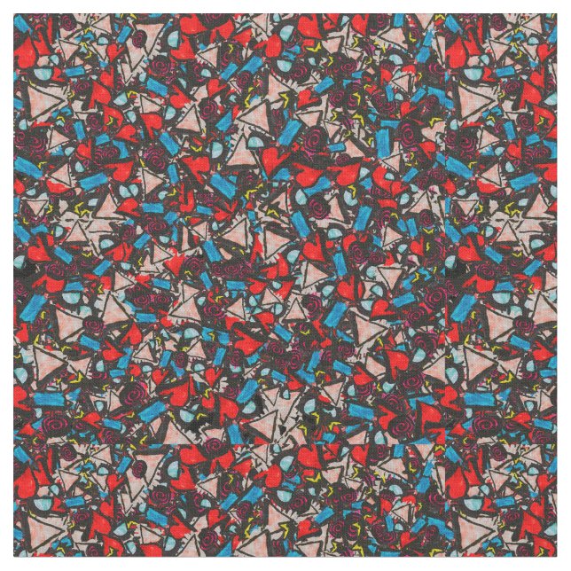 Harmonious Chaos Vibrant Abstract Design Fabric (Close Up)