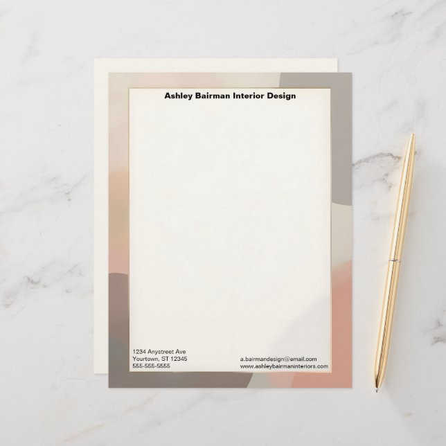 Harmonious Earth Tones Interior Design Custom Letterhead (Front/Back In Situ)