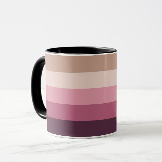 Harmonious Neutral Pink Gradient Horizontal Stripe Mug (Front Left)
