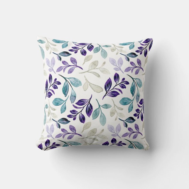  Harmonious Watercolor Leaves Design  Cushion (Front)
