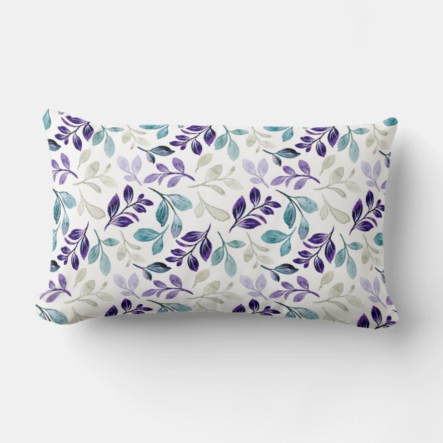  Harmonious Watercolor Leaves Design  Lumbar Cushion (Front)