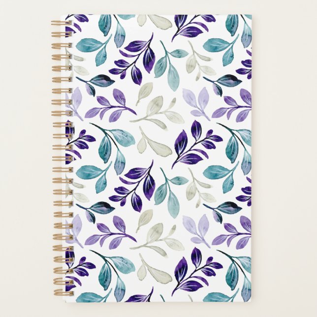  Harmonious Watercolor Leaves Design  Planner (Front)