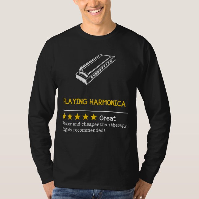 Harmonise with Humour: Harmonica - Cheaper, Faster T-Shirt (Front)