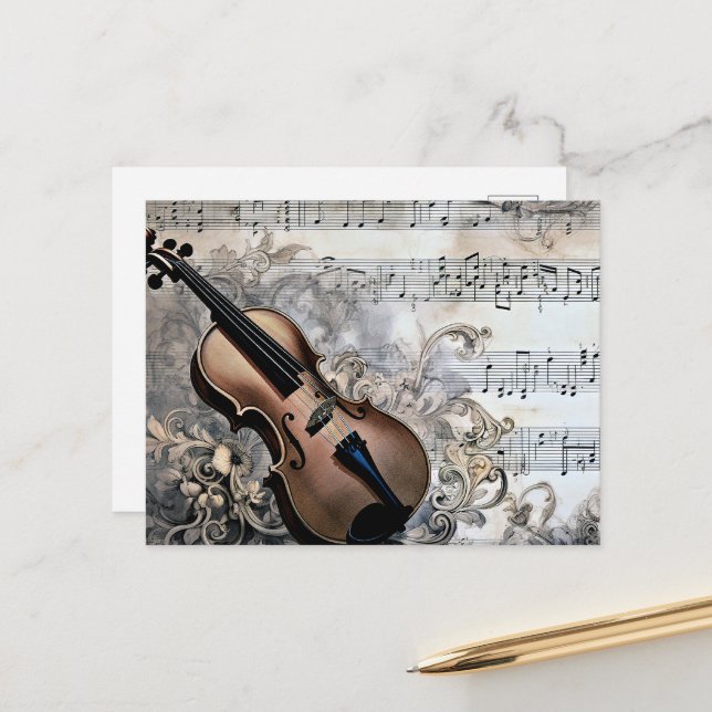 Harmonising Technology, musical illustration, Postcard (Front/Back In Situ)