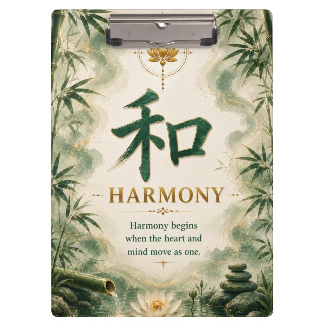 Harmony (和) Chinese Character Clipboard (Front)
