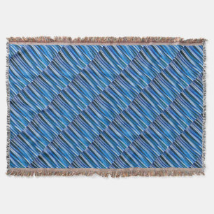 Harmony and Peace Blue Striped Abstract Pattern Throw Blanket