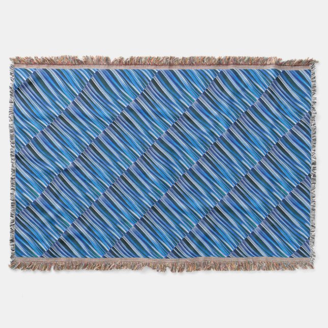 Harmony and Peace Blue Striped Abstract Pattern Throw Blanket (Front)