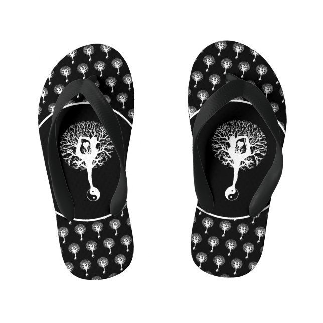 Harmony & Balance  Yin Yang Tree of Life Kid's Jandals (Footbed)