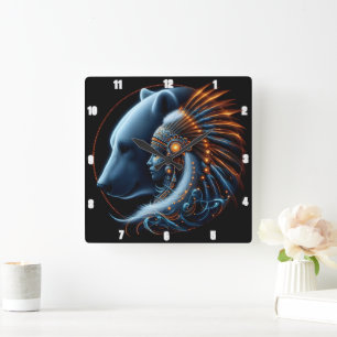Harmony Between Human Spirit and Nature's Strength Square Wall Clock