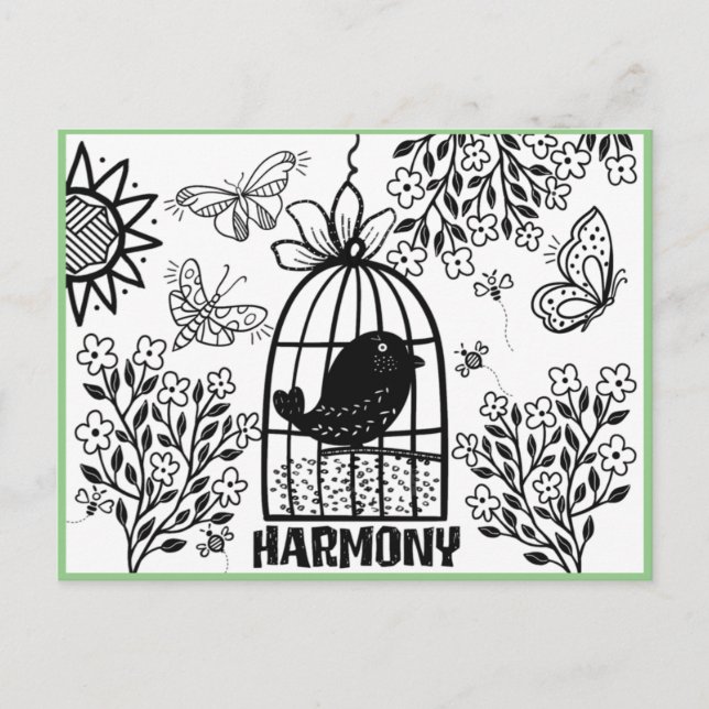 Harmony Colouring Postcard (Front)