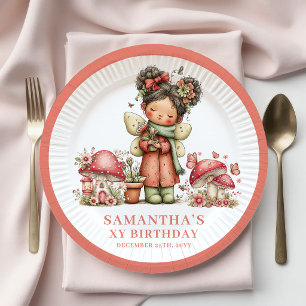 Harmony Fairy 4th Birthday Pink Floral Paper Plate