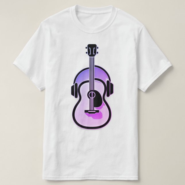 Harmony Fusion: Guitar and Headphones T-Shirt (Design Front)