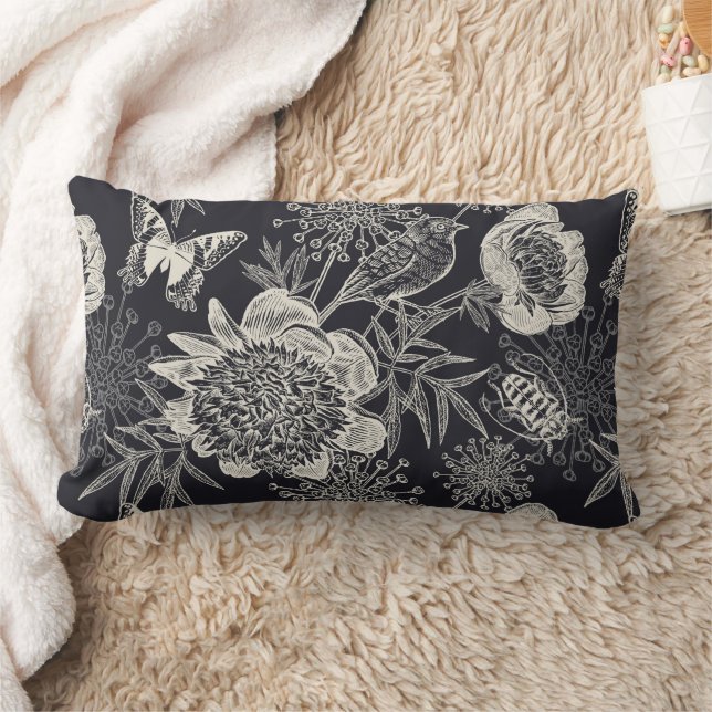 Harmony Garden Monochromatic Throw Pillow (Blanket)