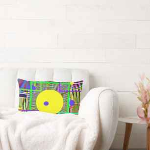 Harmony Geometry — Vibrant Folk-Art Watercolor Lumbar Cushion