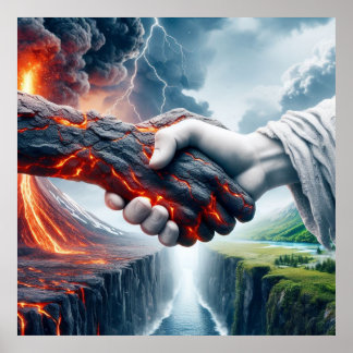 Harmony in Chaos - Elemental Handshake Poster