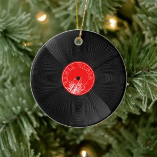 Harmony in Clay: Retro Vinyl Record Ceramic Tree Decoration