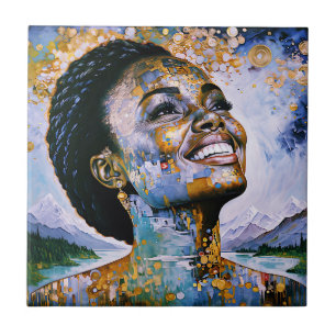 "Harmony in Gold and Sky"      Tile