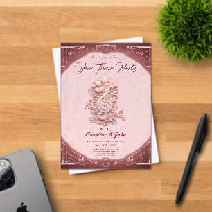 Harmony in pink, a majestic, stylised treble clef. acrylic invitations