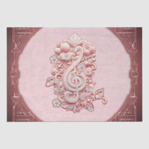 Harmony in pink, a majestic, stylised treble clef. tissue paper