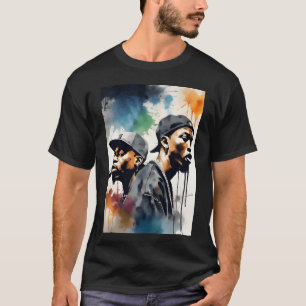 Harmony in Rhymes Dynamic Duet on Colorful Canvas T-Shirt