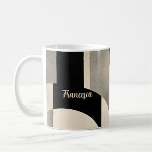 Harmony in Shades: Abstract Composition of B & w Coffee Mug
