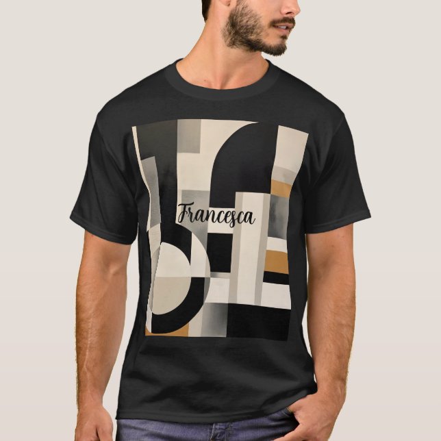Harmony in Shades: Abstract Composition of B & w T-Shirt (Front)