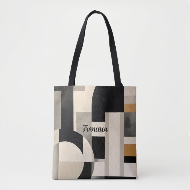 Harmony in Shades: Abstract Composition of B & w Tote Bag (Front)