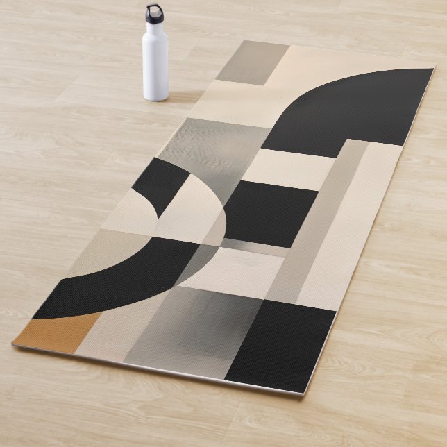 Harmony in Shades: Abstract Composition of B & w Yoga Mat (In Situ)