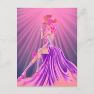 "Harmony in Stardust" A Glamorous Steampunk Queen Postcard