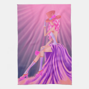 "Harmony in Stardust" A Glamorous Steampunk Queen Tea Towel