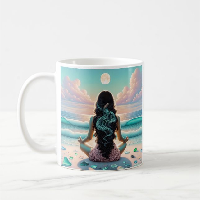 Harmony Meditation on Beach Coffee Mug (Left)