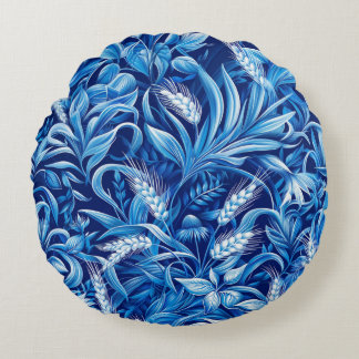 Harmony of Green Grains and Plants Round Cushion